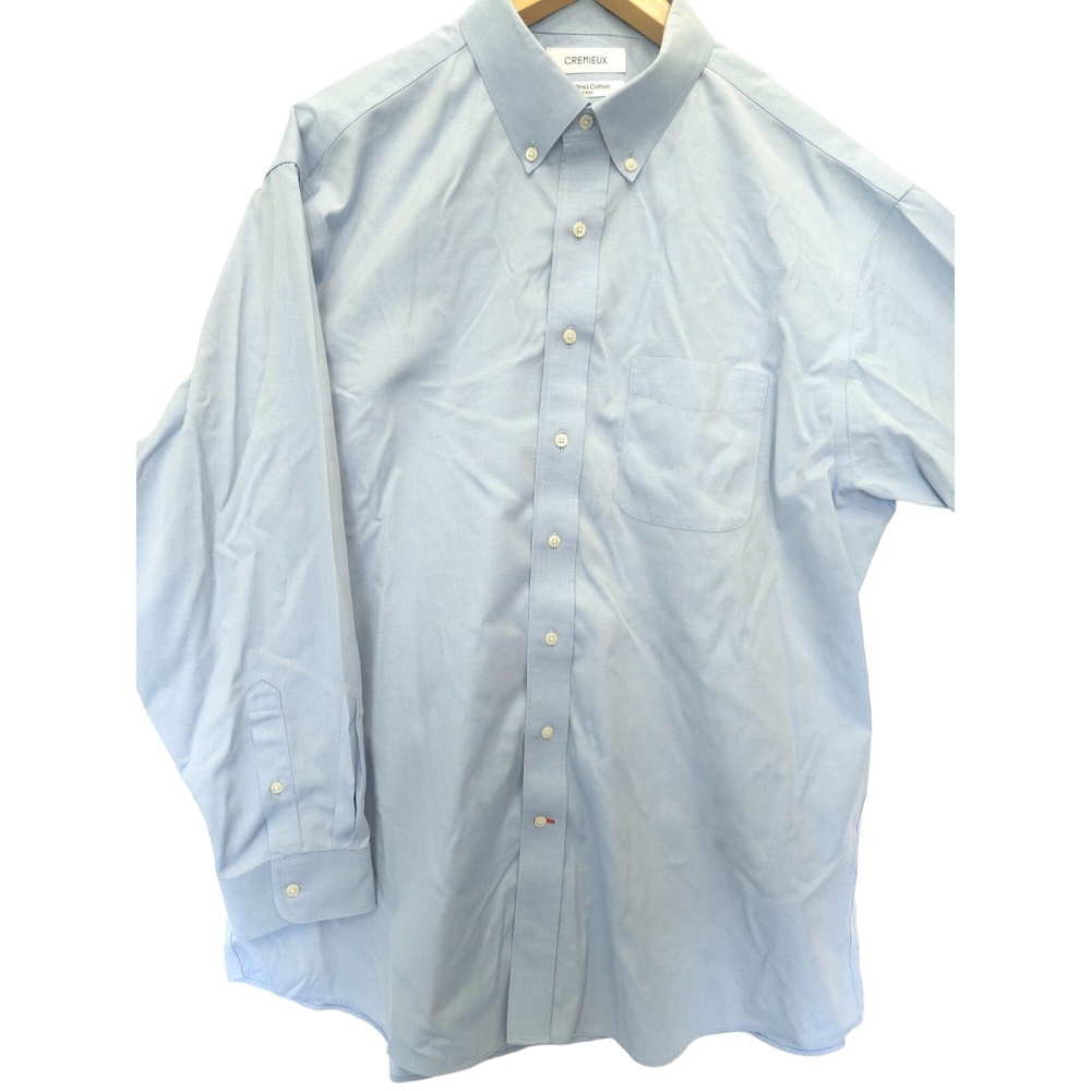 Cremieux Mens 100% Pima Cotton Non-Iron Dress Shirt Light Blue Size 17.5 XLT - Picture 1 of 6